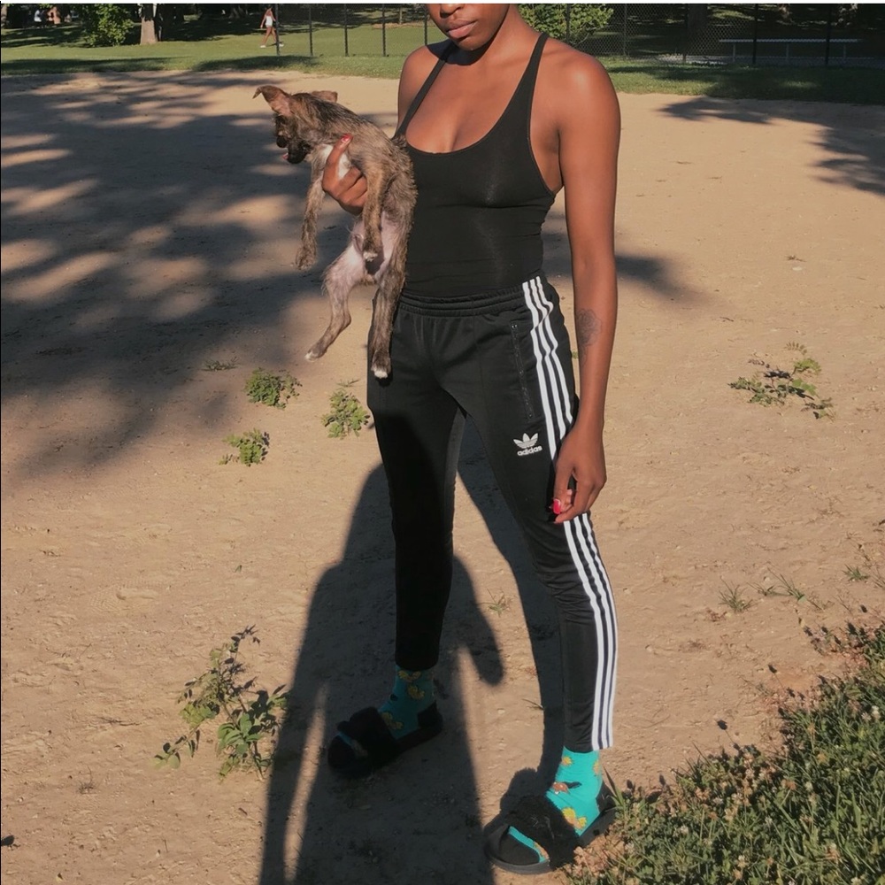 Fitted Black Adidas sweat pants